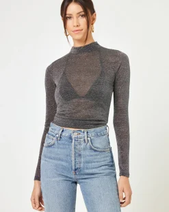 Online Shimmer Long Sleeve - Black Tops
