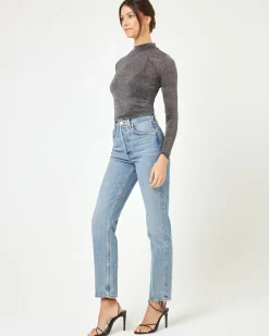 Online Shimmer Long Sleeve - Black Tops