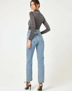 Online Shimmer Long Sleeve - Black Tops