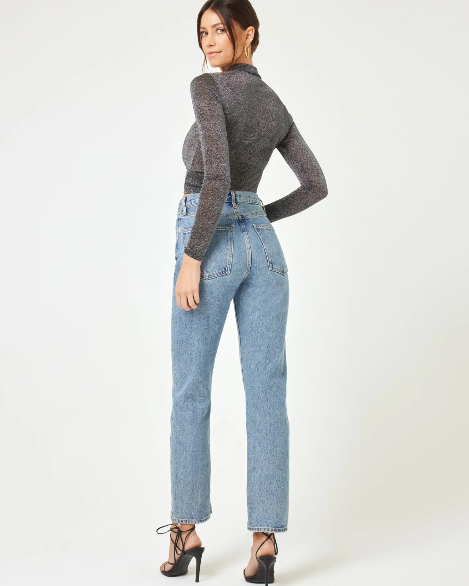 Online Shimmer Long Sleeve - Black Tops