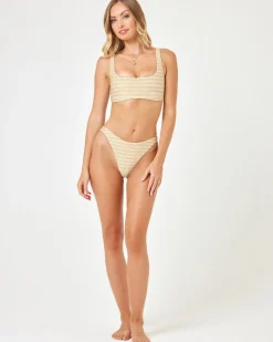 Clearance Shimmer Stripe Madonna Bikini Bottom - Riviera Beach Shimmer Stripe Bitsy|Bikini Bottoms