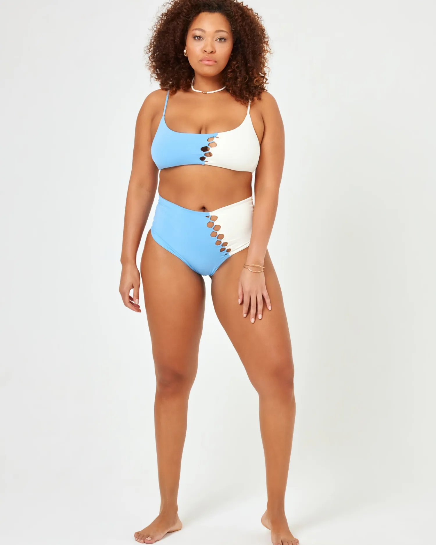 Fashion Solstice Bikini Bottom - Aura-Cream High Waist|Bikini Bottoms