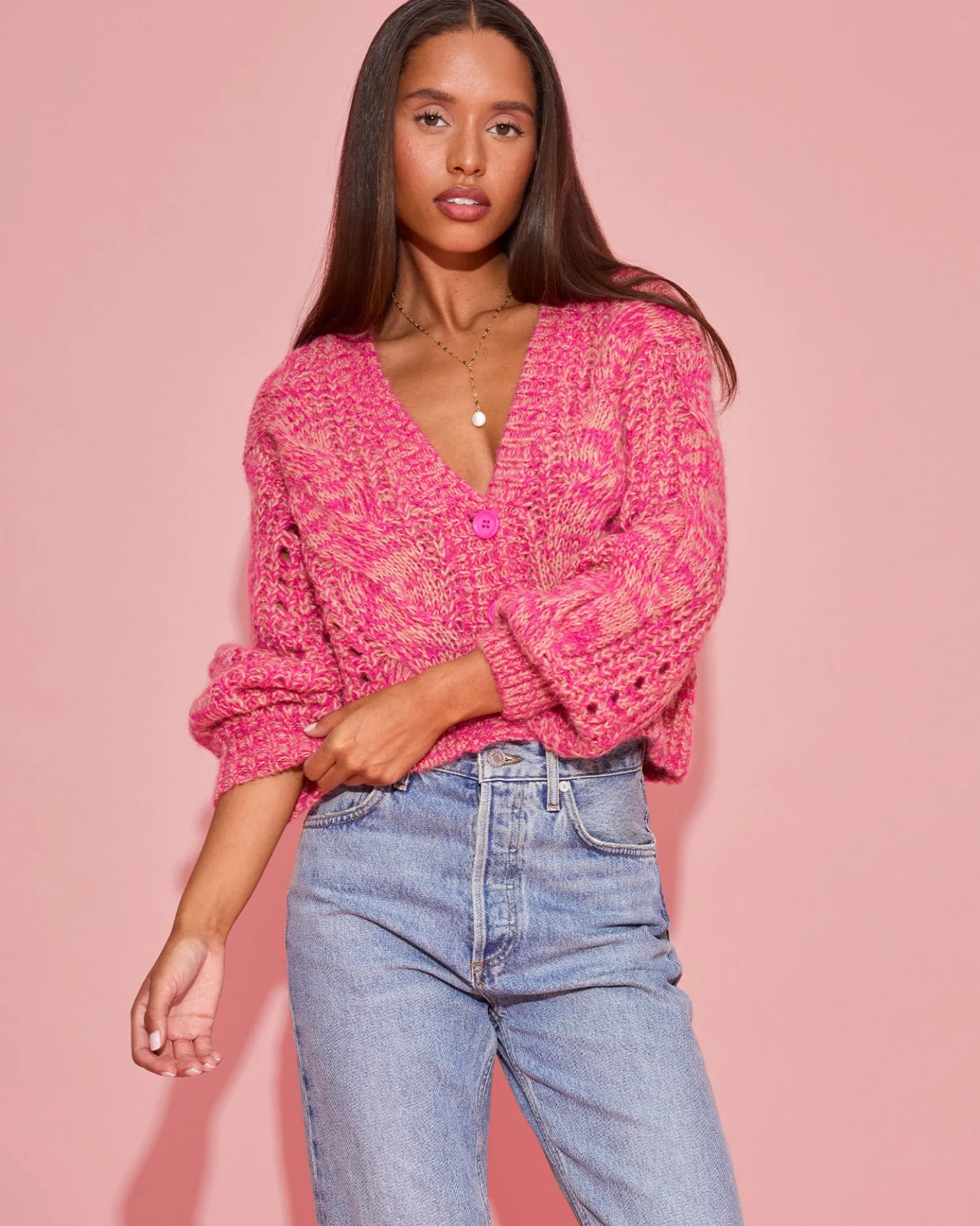 Fashion Strawberry Fields Cardigan - Strawberry Marl Sweaters