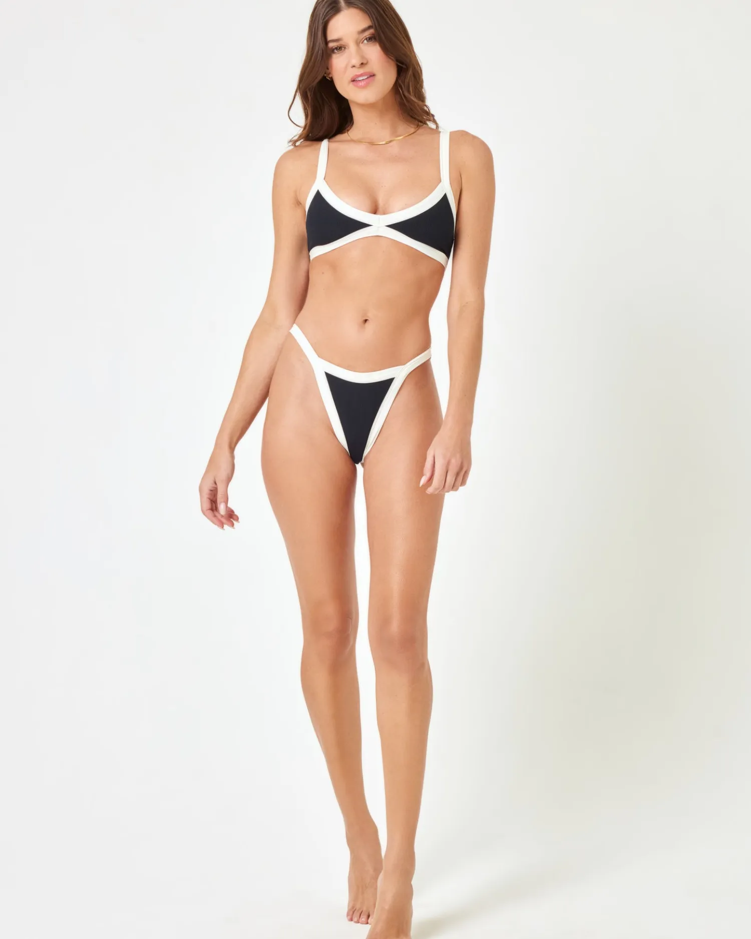 Hot Taylor Bikini Top - Black-Cream Bralette|Bikini Tops