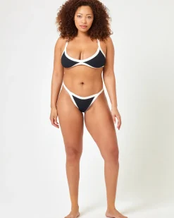 Hot Taylor Bikini Top - Black-Cream Bralette|Bikini Tops