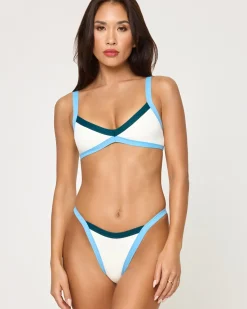 Clearance Taylor Bikini Top - Cream-Deep Teal-Seaspray Bralette|Bikini Tops